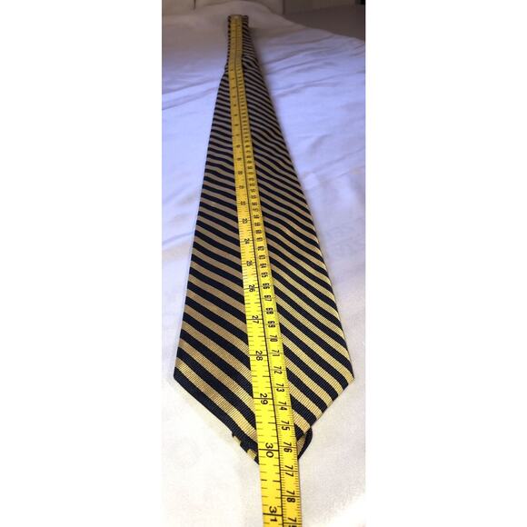 346 Brooks Brothers All Silk Neck Tie Repp Diagnol Stripes Gold Blue - Picture 4 of 5